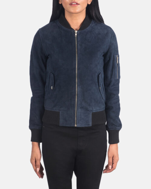 Skydance Ma-1 Blue Suede Bomber Jacket